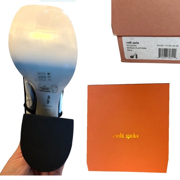 BRAND‎ NEW IN BOX CULT GAIA MORIAH BLACK PLATFORM HEELS SANDALS 7.5/ 37.5 - Picture 4 of 4